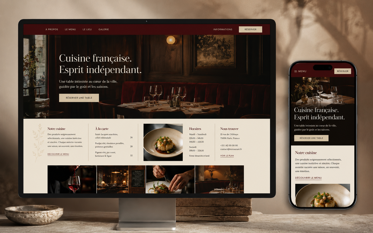 Mockup de l’étude de design Restaurant indépendant